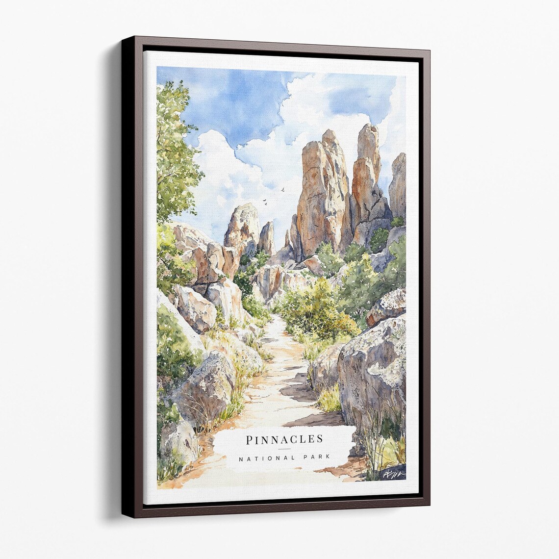 Pinnacles National Park Watercolor Rocky Trail Landscape Poster