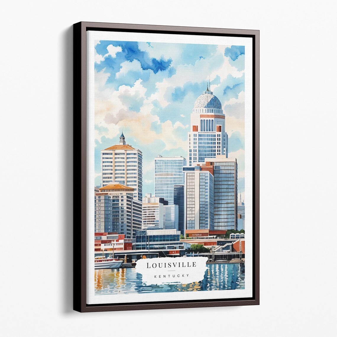 Louisville Kentucky Canvas Art Print Watercolor City Skyline Wall