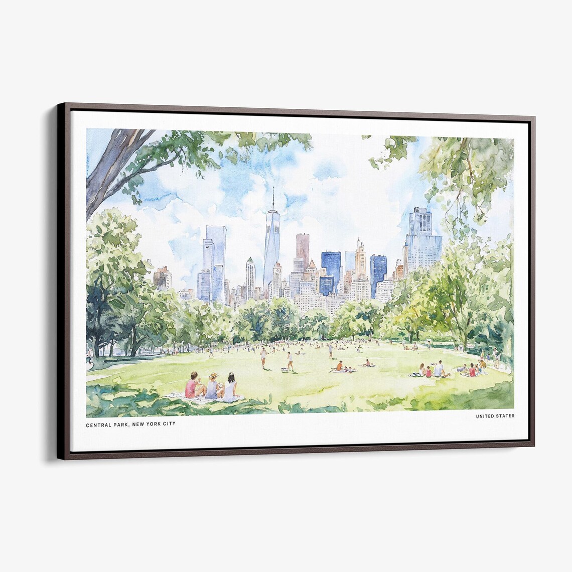 Central Park New York City Summer Watercolor Park Landscape Poster