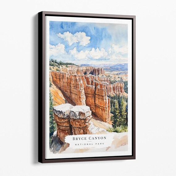 Bryce Canyon National Park Watercolor Red Rock Travel Poster