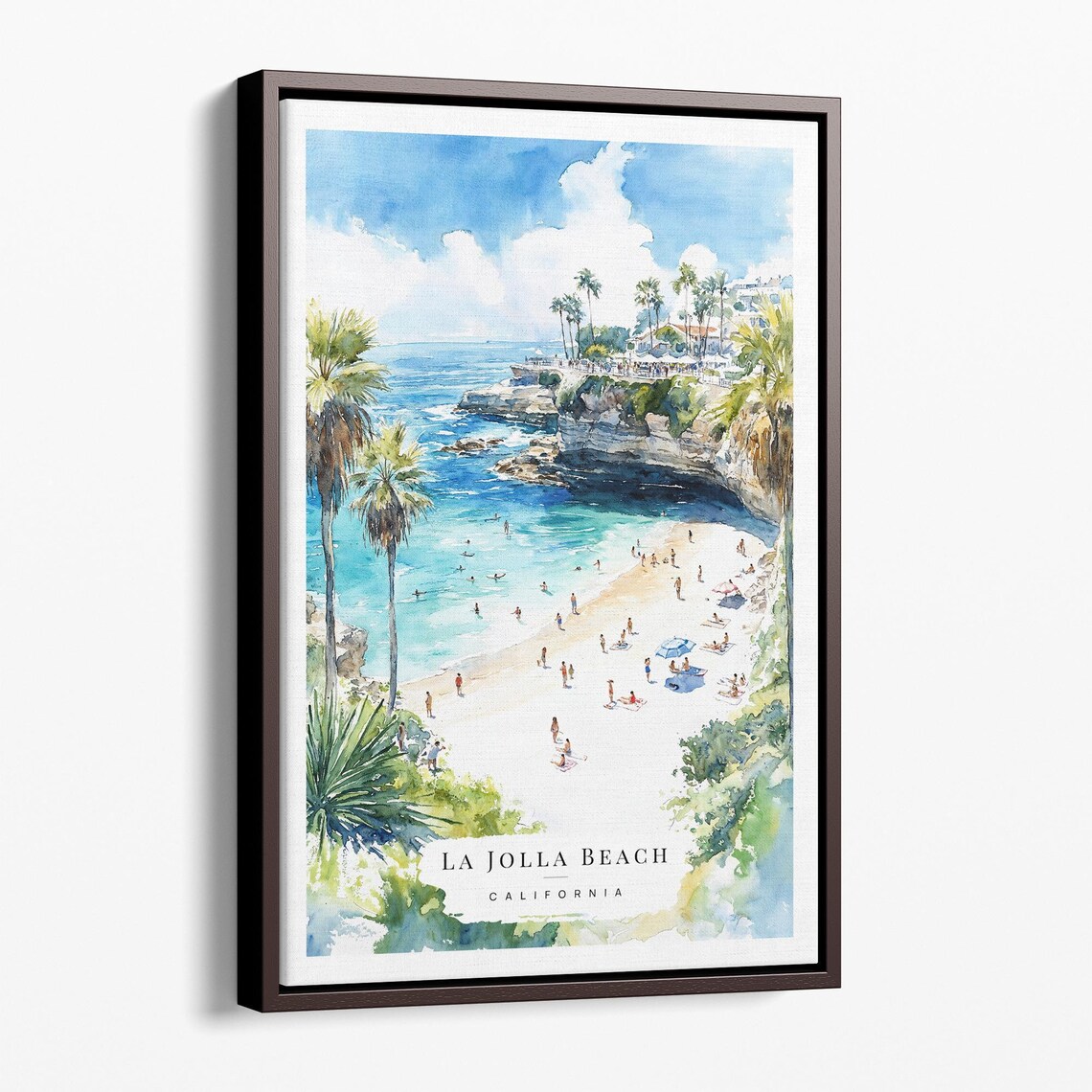 La Jolla Beach California Watercolor Coastal Cove Seaside Poster
