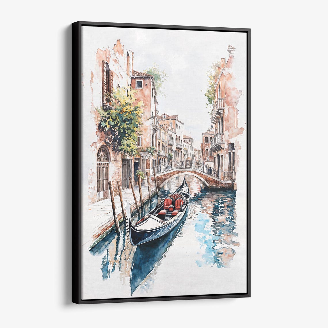 Venice Italy Gondola Canal Bridge Romantic Watercolor Poster