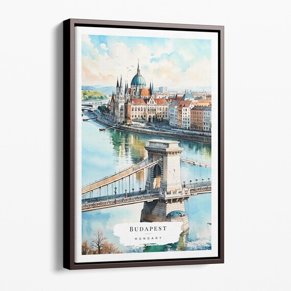 Budapest Watercolor Canvas Art Print Cityscape Wall Decor