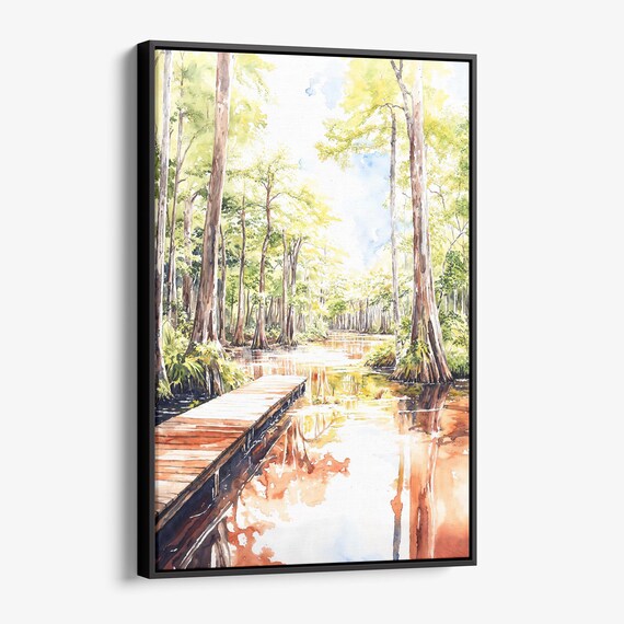 Congaree National Park Boardwalk Old Growth Forest Watercolor Poster