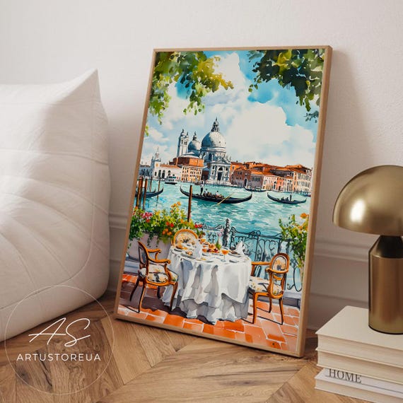 Venice Italy Travel Poster, Grand Canal View