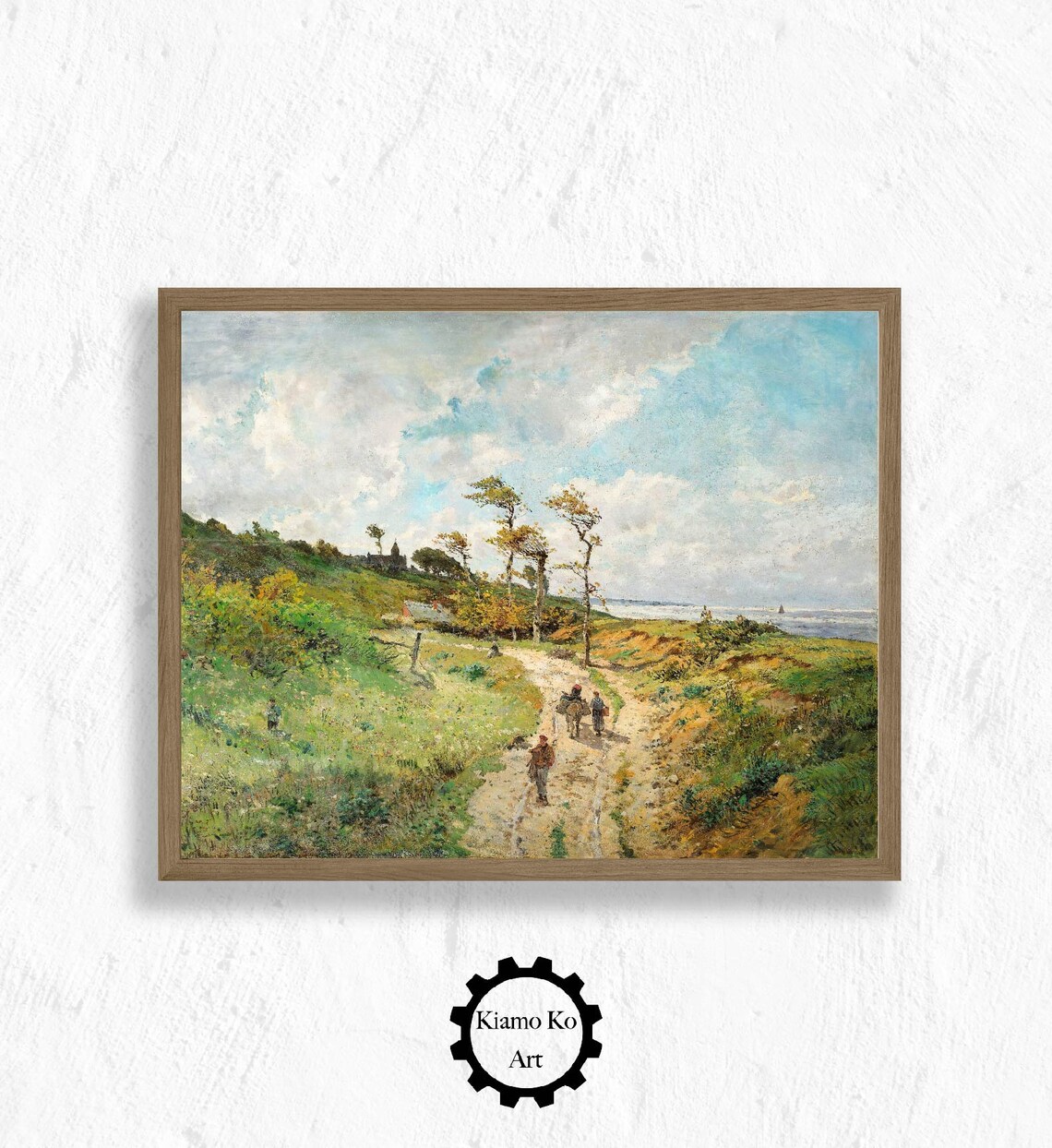 Seaside Path Down To Shore Village Coastal Walk Vintage Travel Poster