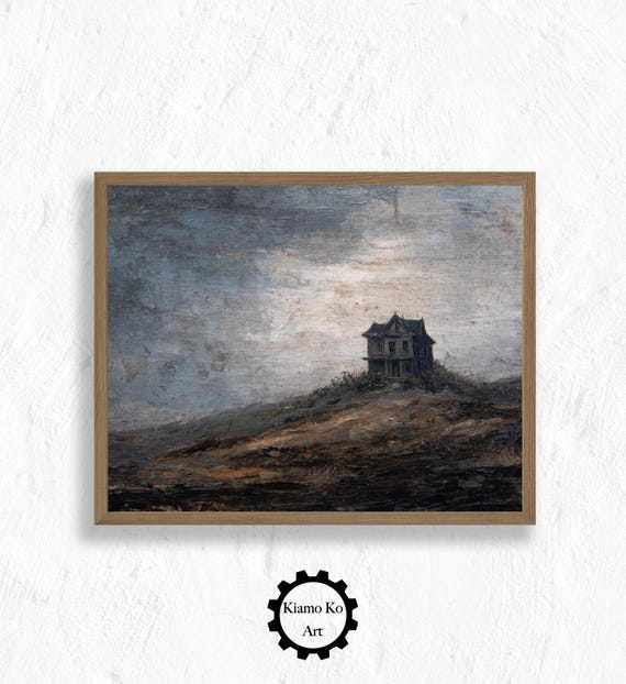 Charming House On A Hill Cozy Landscape Art Print Wall Decor Home Gift Vintage