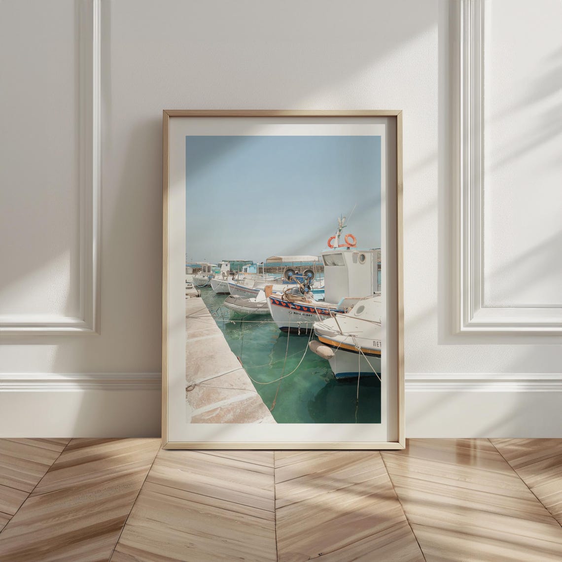 Greek Fishing Boats Wall Art Greece Print Blue White Greece Wall Art Paros Art Naoussa Photography Print Greek Island Poster - Image 6