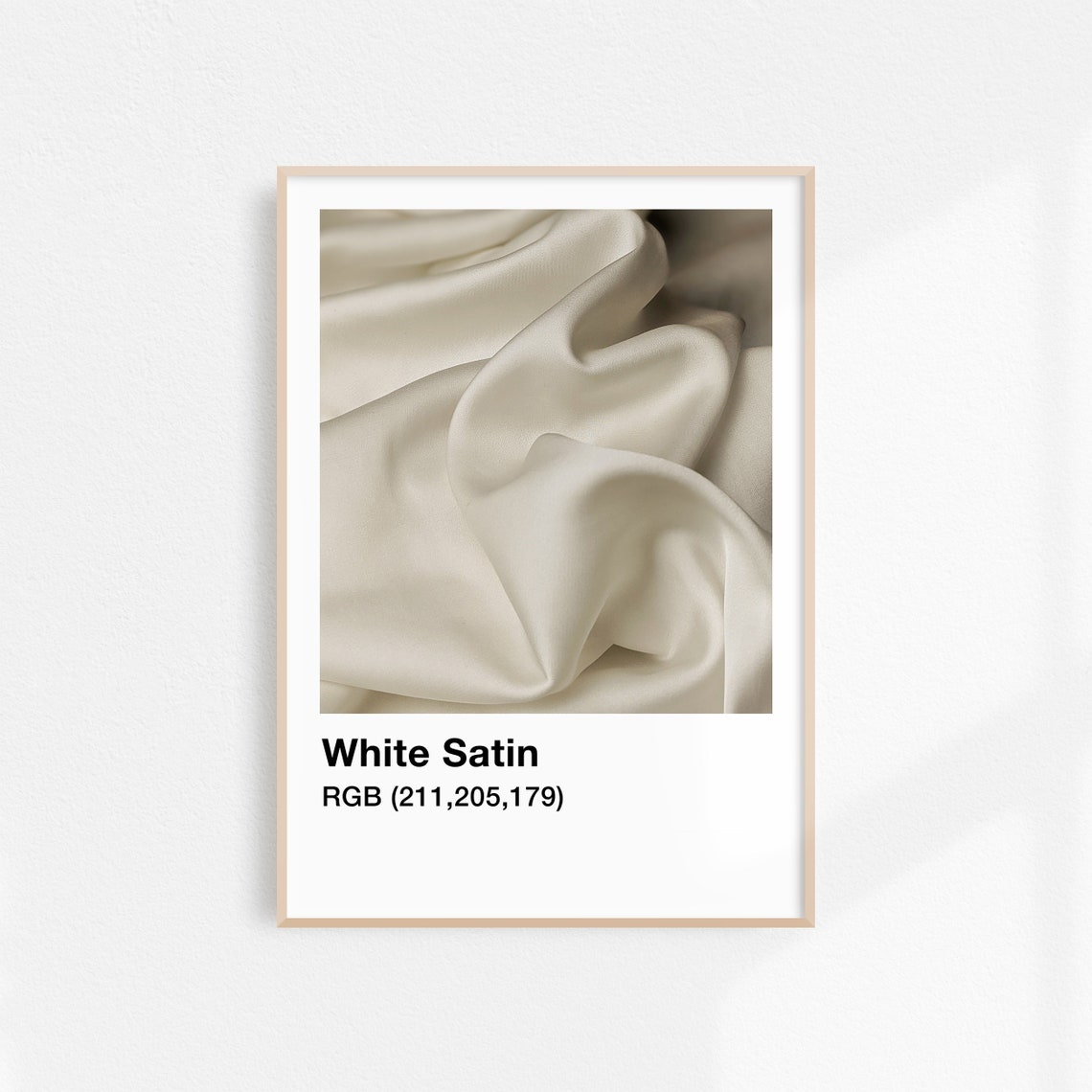 White Satin Color Swatch Draped Silk Fabric Minimal Wall Art
