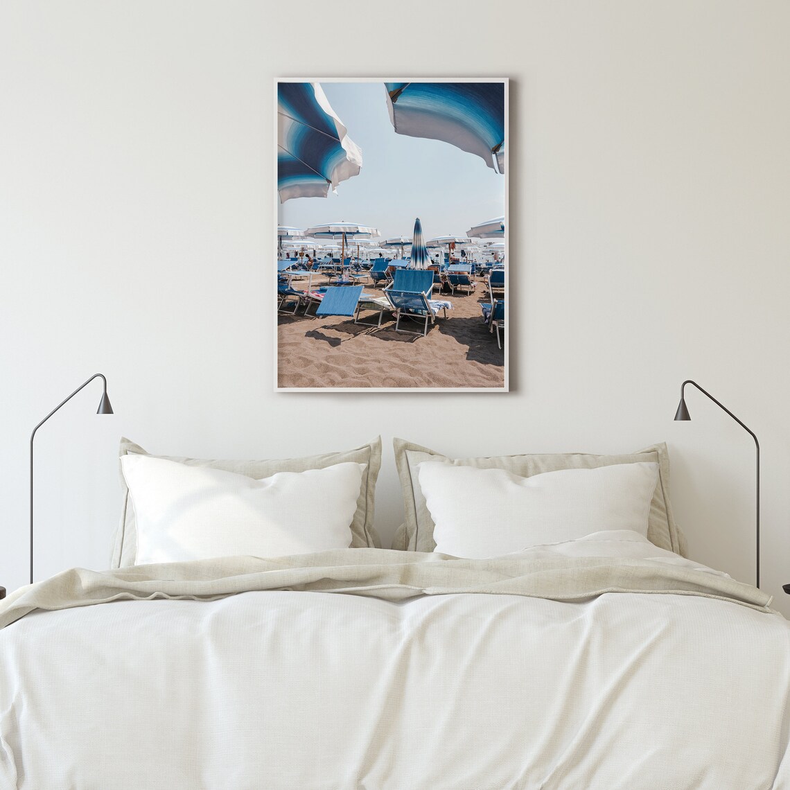 Blue Beach Umbrellas And Sunbeds Positano Summer Photo Poster - Image 3