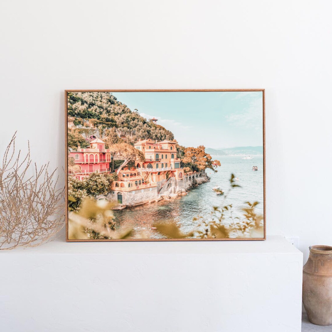 Portofino Pastel Villas on Italian Riviera Coast Travel Poster - Image 3