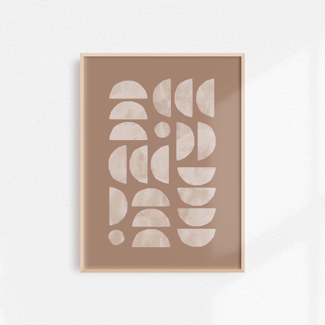 Terracotta Geometric Half-Circle Mid Century Modern Abstract Poster