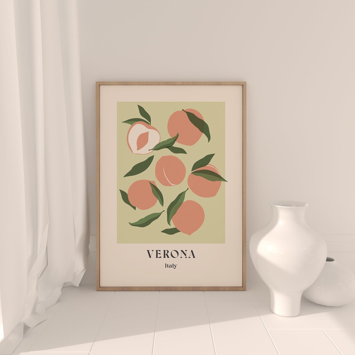 Verona Italy Peaches Illustration Vintage Travel Style Poster - Image 2