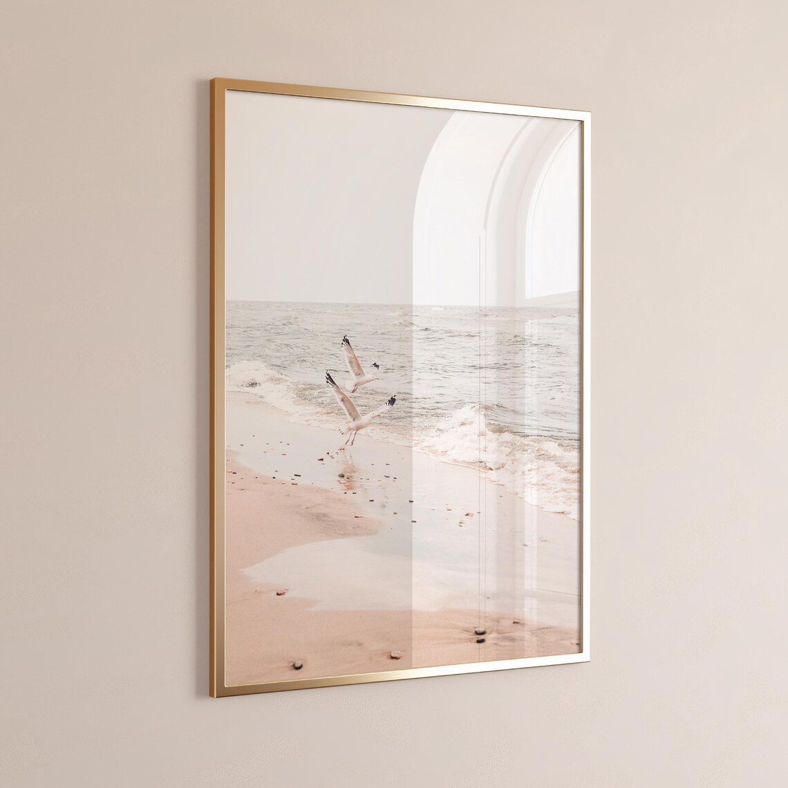 Beach Seagull Print, Neutral Coastal Decor - Image 3