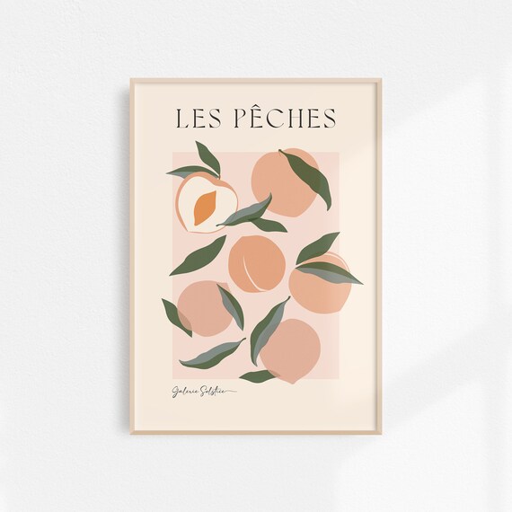 Peach Print, Aesthetic Fruit Market Poster