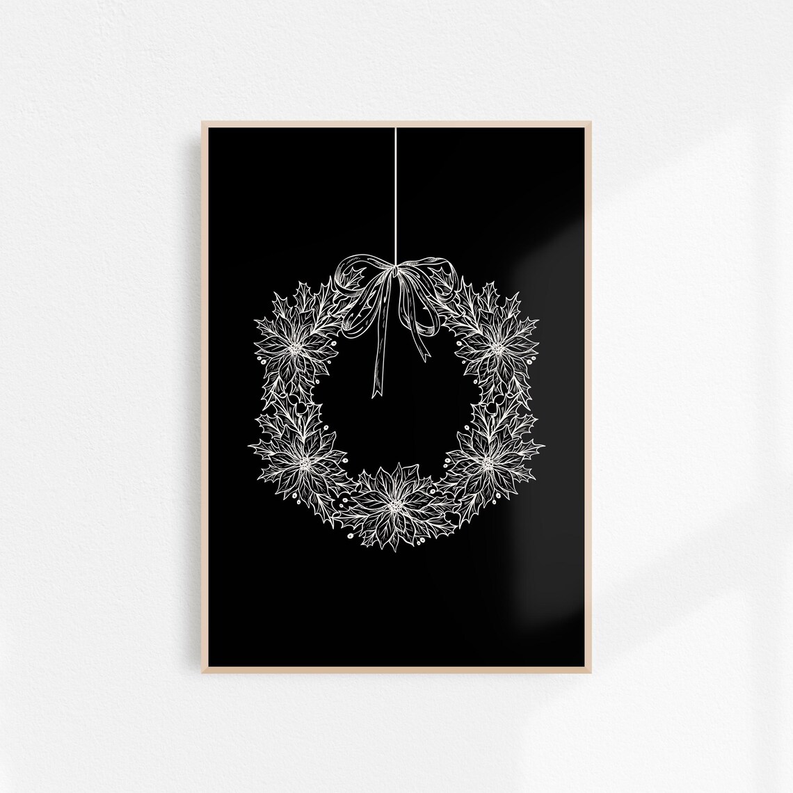 Wreath Art Minimalist Christmas Wall Art Print
