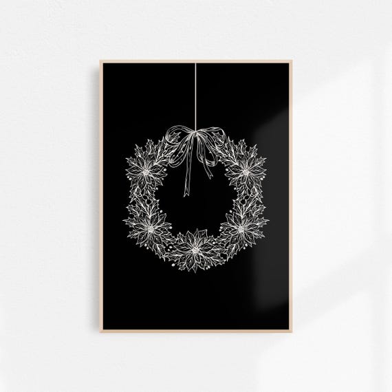 Wreath Art Minimalist Christmas Wall Art Print