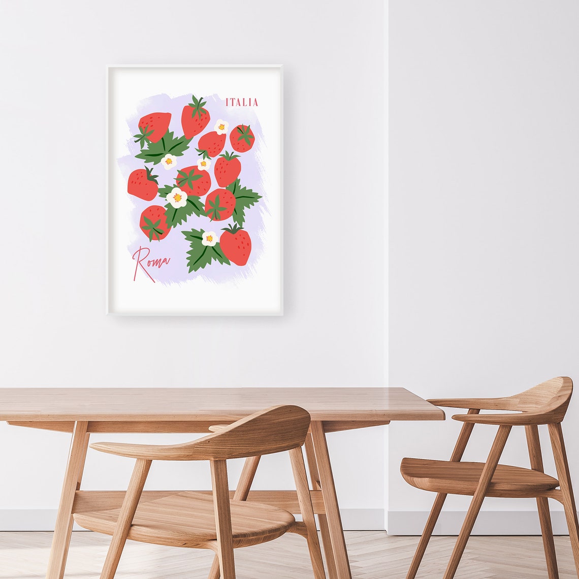 Italia Roma Strawberry Fruit Illustration Purple Kitchen Poster - Image 2