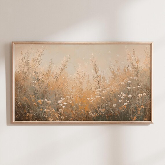 Autumn Wildflower Meadow Golden Hues Vintage Botanical Art Poster
