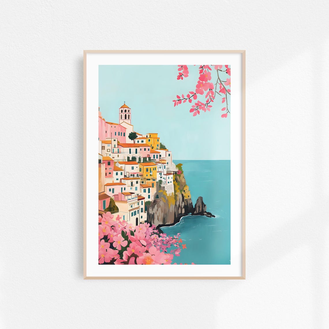 Atrani Print Amalfi Coast Painting Italy Watercolor Art Amalfi Illustration Italy Wall Art Print Girly Amalfi Coast Poster - Image 3