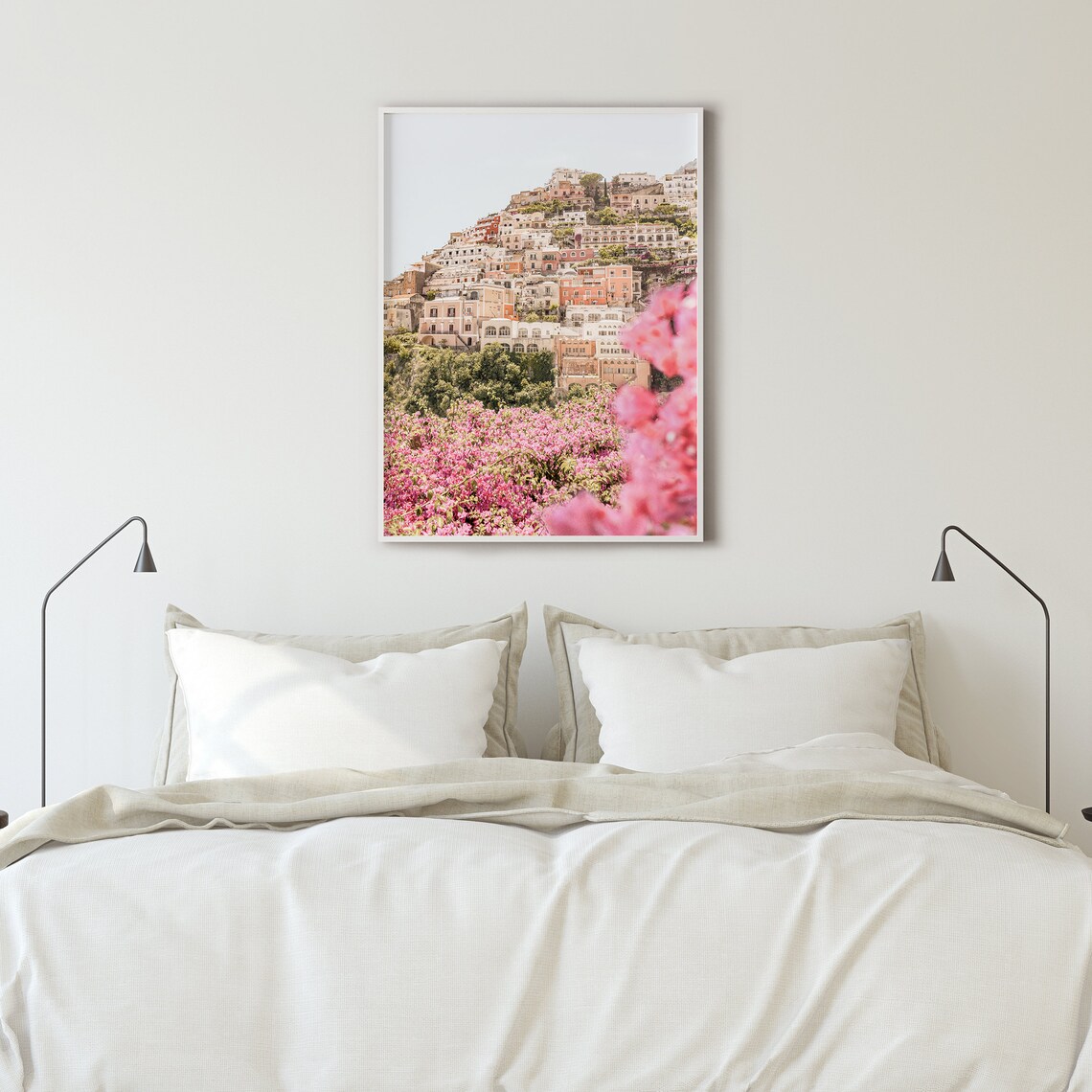 Cliffside Coastal Village Bougainvillea Summer Travel Photo Poster - Image 4