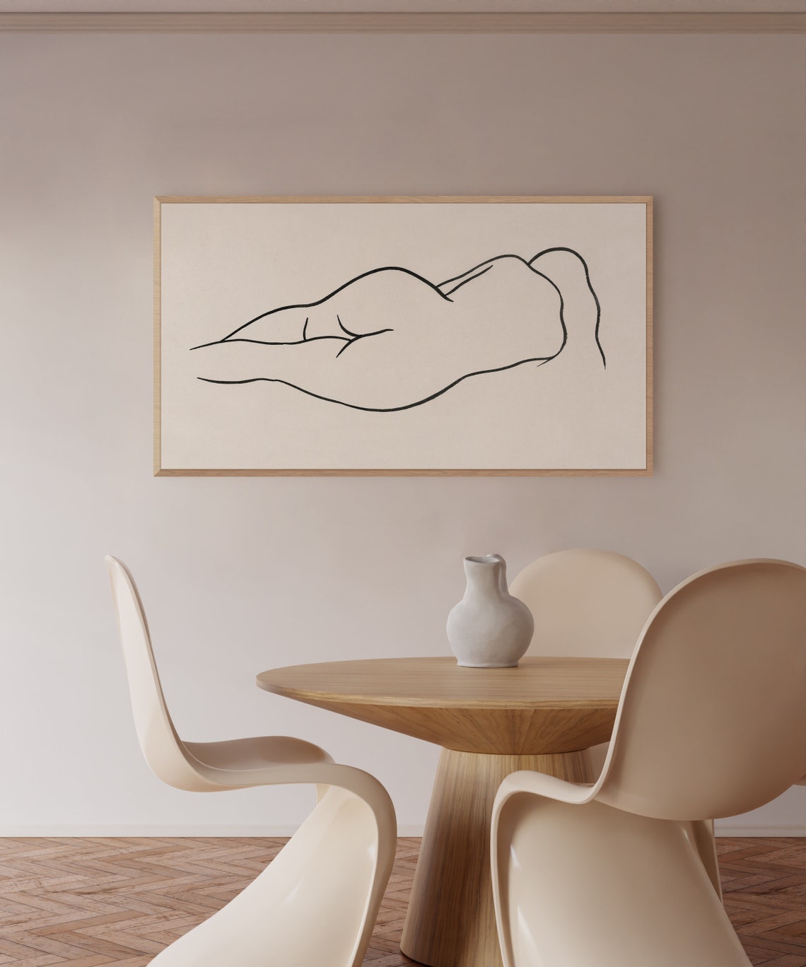 Reclining Figure Single Line Nude Drawing Minimalist Body Art Poster - Image 2