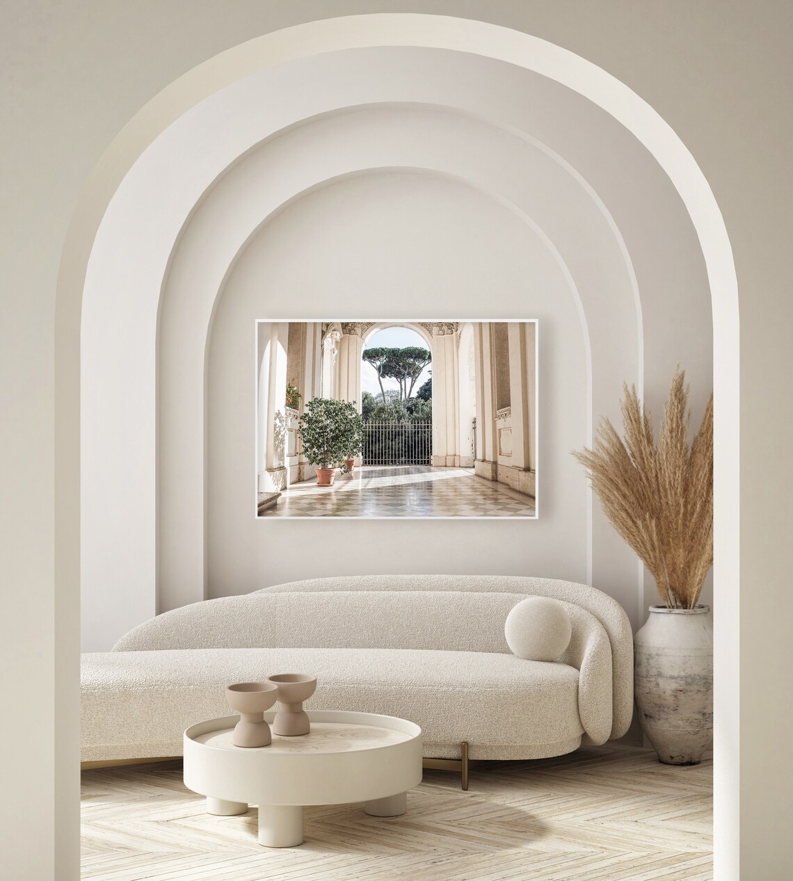 Rome Balcony Arched Loggia Italian Stone Pines Travel Poster - Image 2