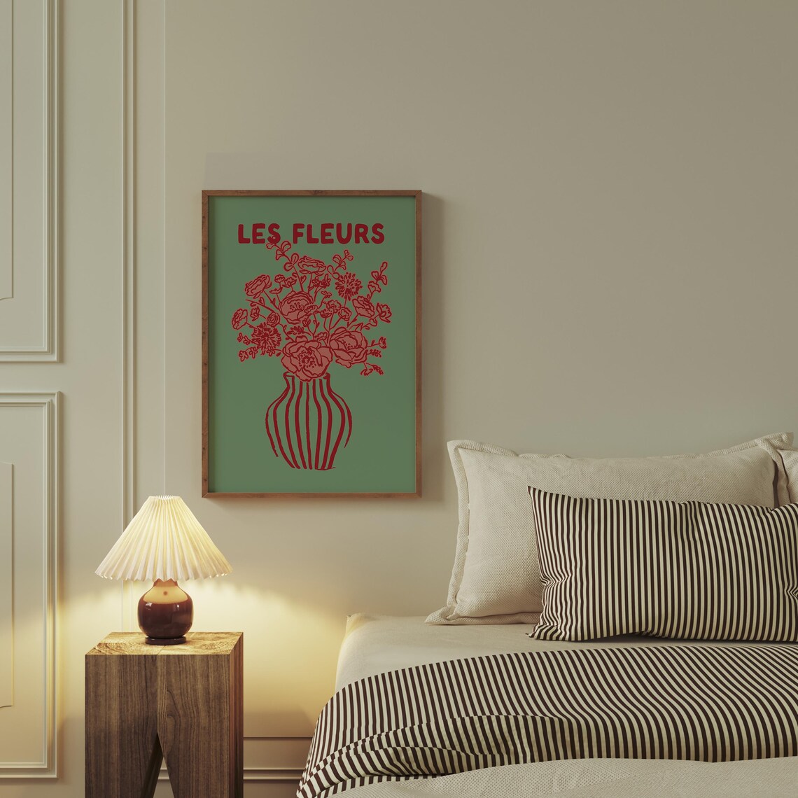 Les Fleurs Red Floral Bouquet Green French Botanical Vase Art Poster - Image 3