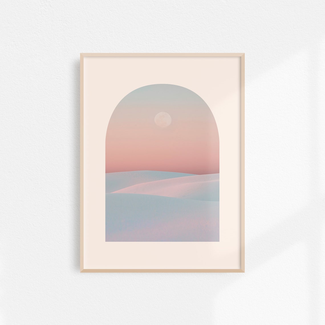 Pastel Desert Dunes Moonrise Dusk Arched Minimalist Decor Poster