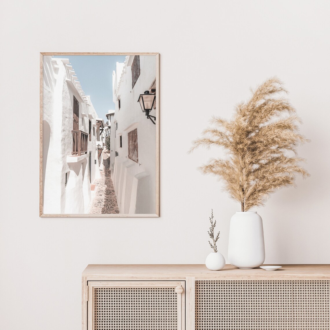 Sunlit White Alley In Mallorca Old Town Spain Travel Art Poster - Image 2