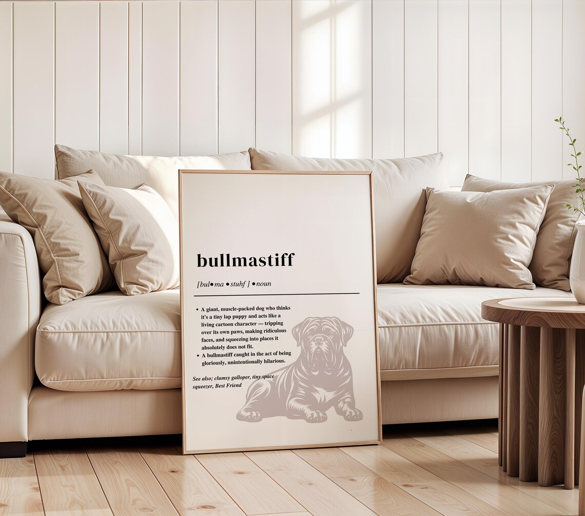 Bullmastiff Funny Definition Giant Dog Lover Gift Pet Decor Wall Art