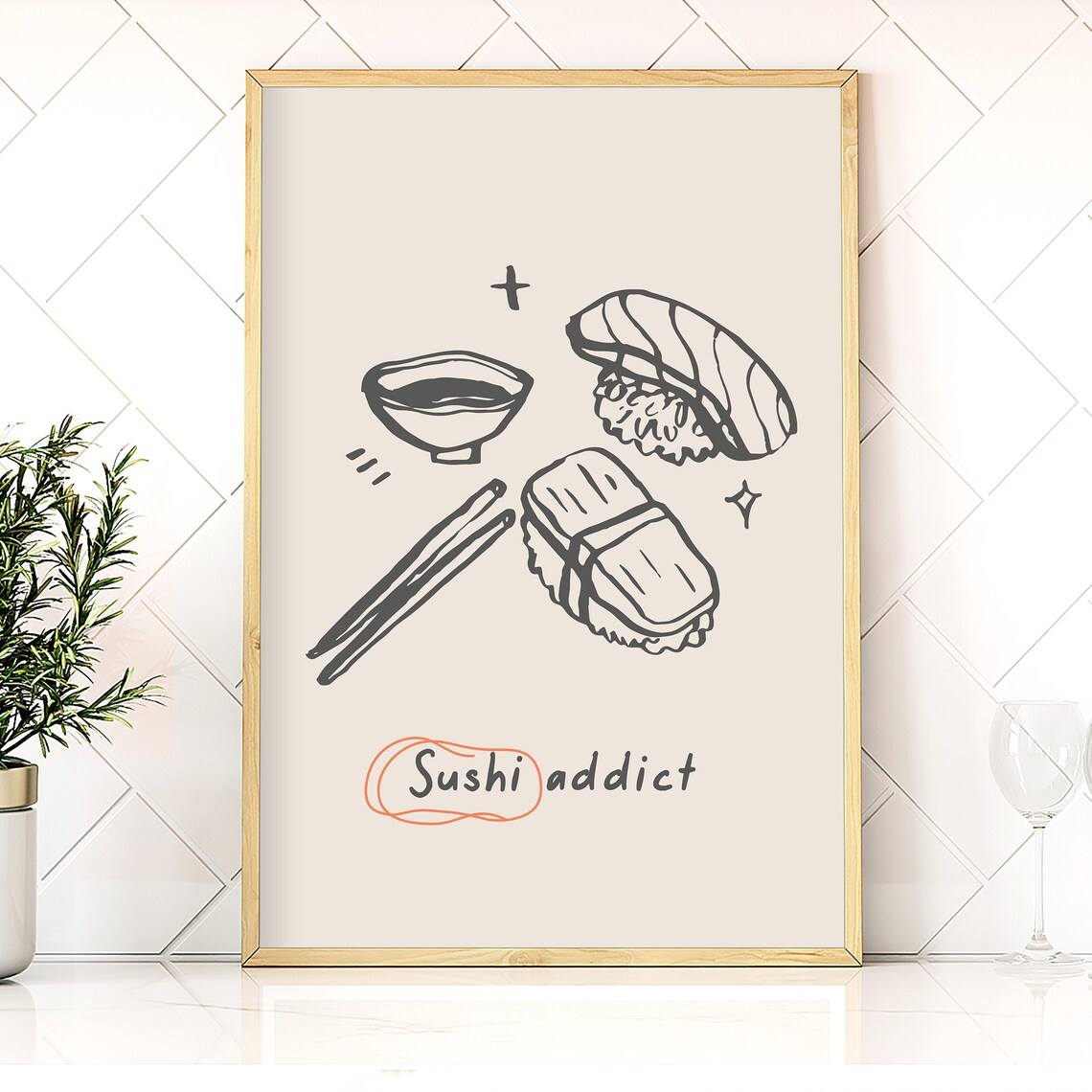 Japanese Sushi Vintage Food Poster, Kitchen Wall Art