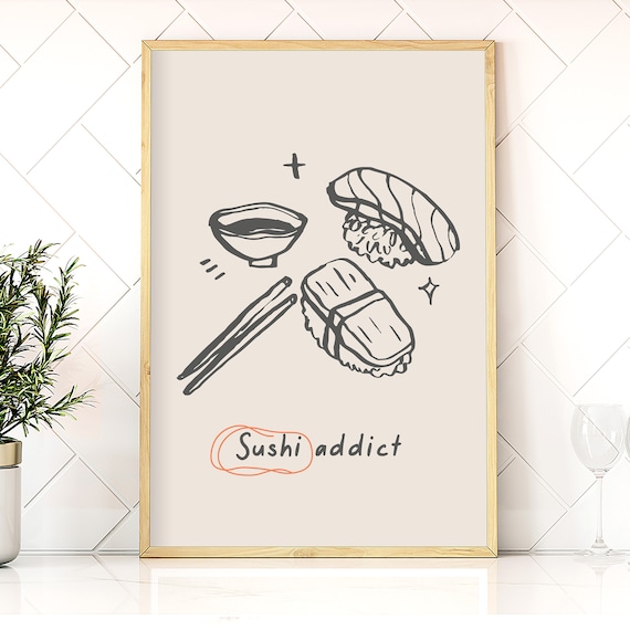 Japanese Sushi Vintage Food Poster, Kitchen Wall Art