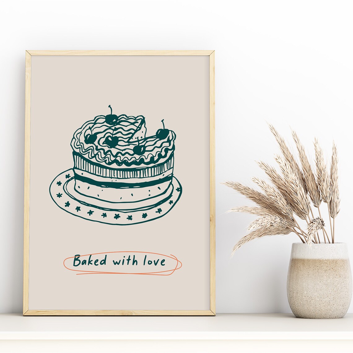 Dessert Cake, Modern Style Kitchen Decor Art Print - Image 2