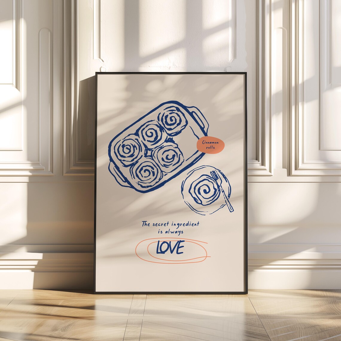 Cinnamon Roll Poster, Vintage Kitchen Decor