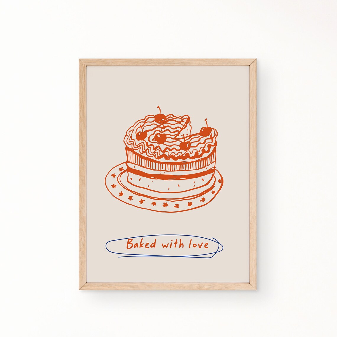 Dessert Cake, Modern Style Kitchen Decor Art Print - Image 3