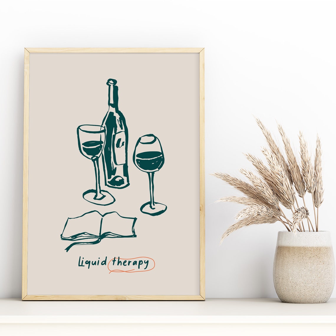 Wine Glass and Bottle Vintage Kitchen Art Print - Image 3