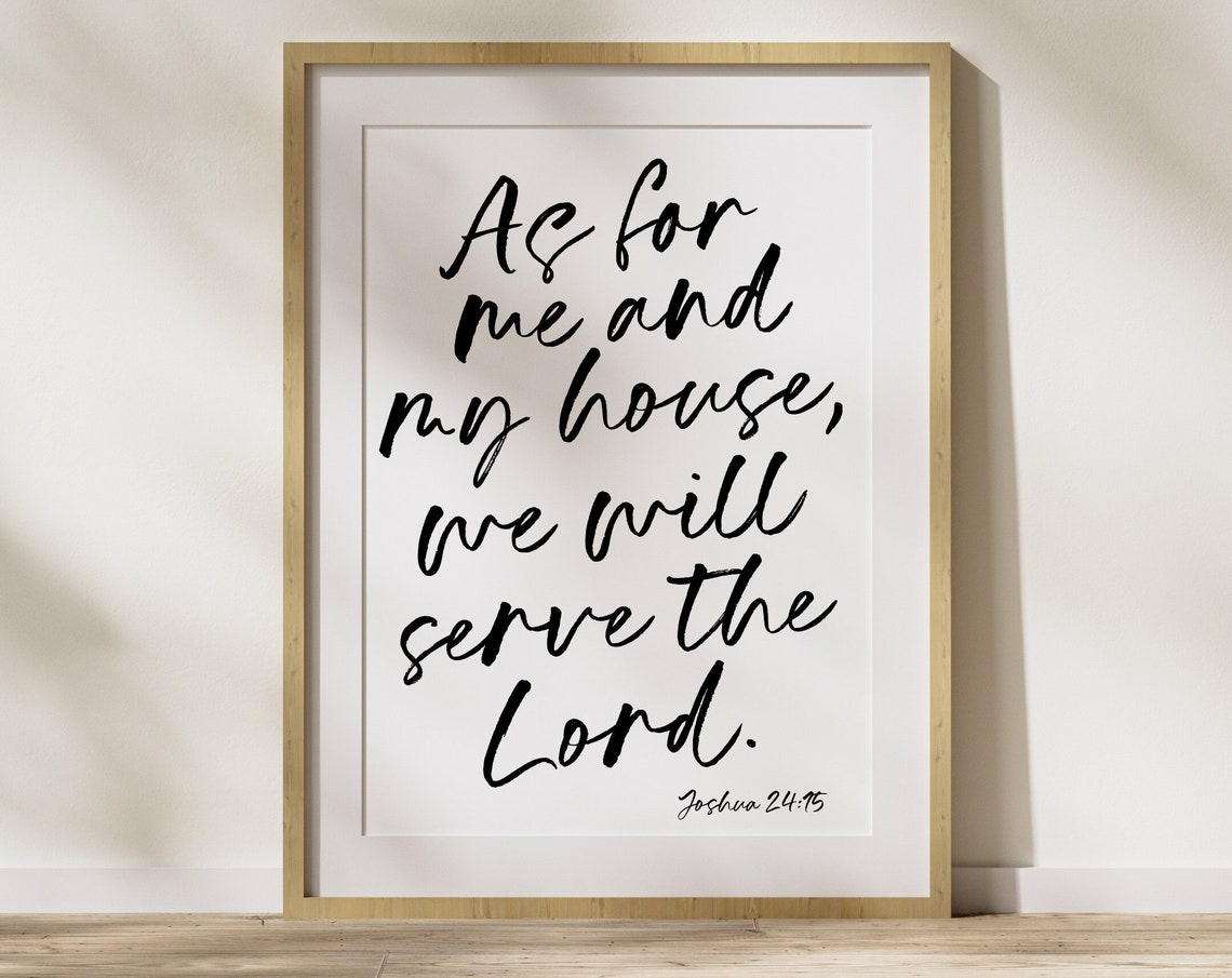 Hand Lettered Bible Art Print Pretty Scripture Wall Art As For Me Joshua Art Print Christian Wall Decor