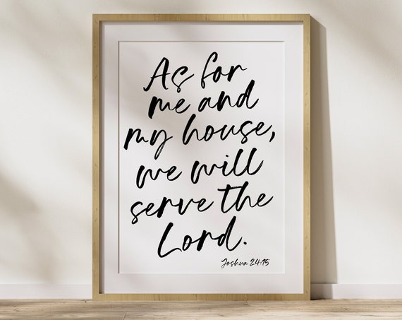Hand Lettered Bible Art Print Pretty Scripture Wall Art As For Me Joshua Art Print Christian Wall Decor