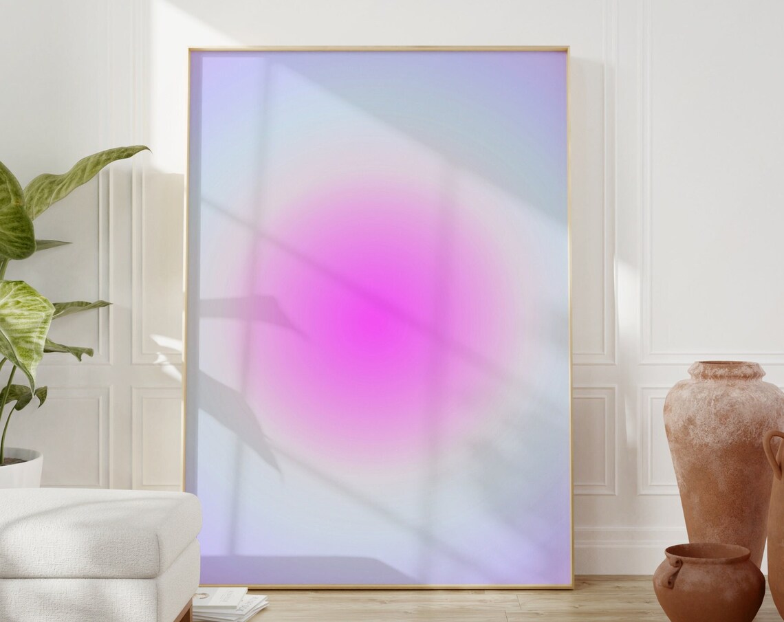 Purple Pink Aura Gradient Glow Abstract Spiritual Center Poster
