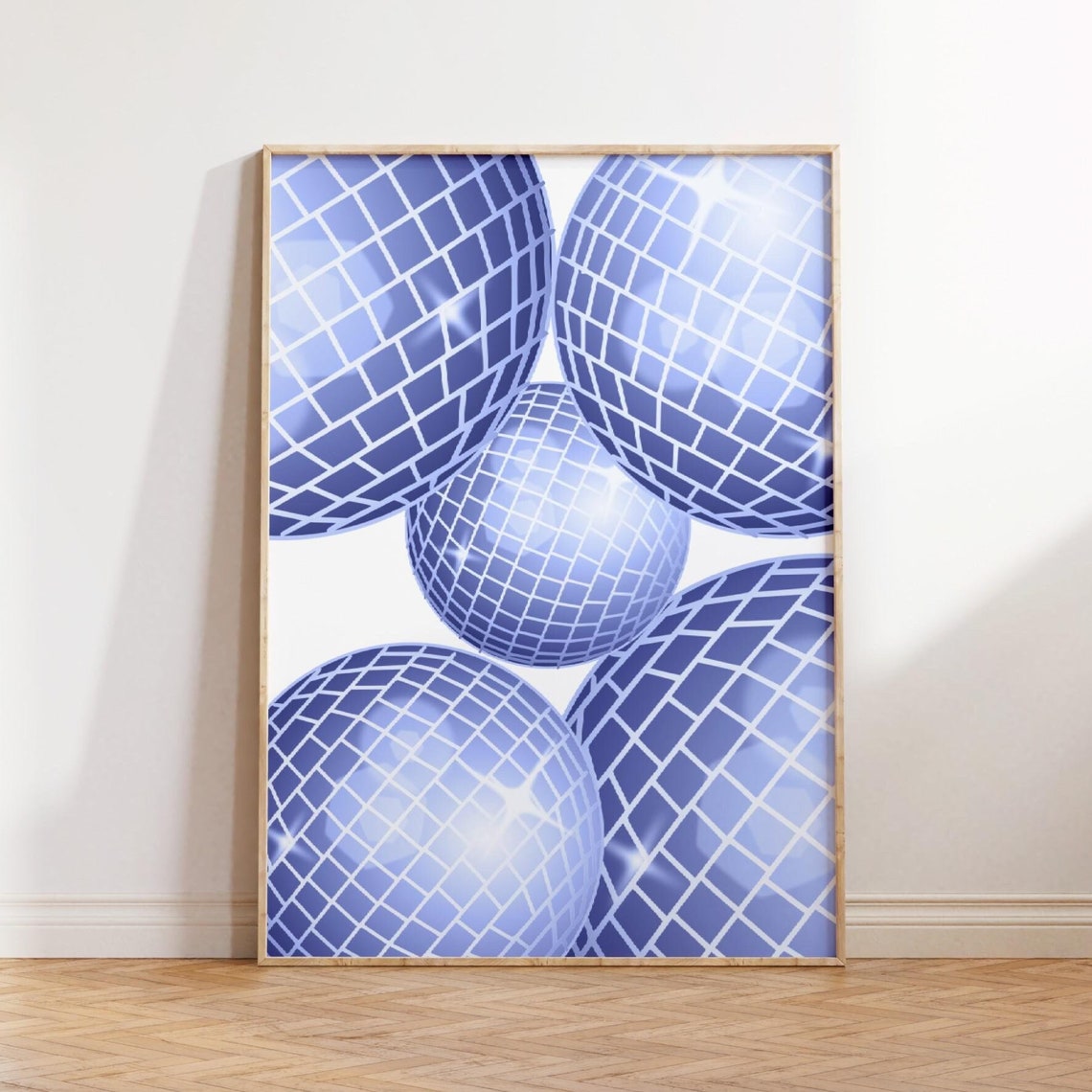 Navy Blue Disco Balls Sparkling Trendy Preppy Poster Dorm Room