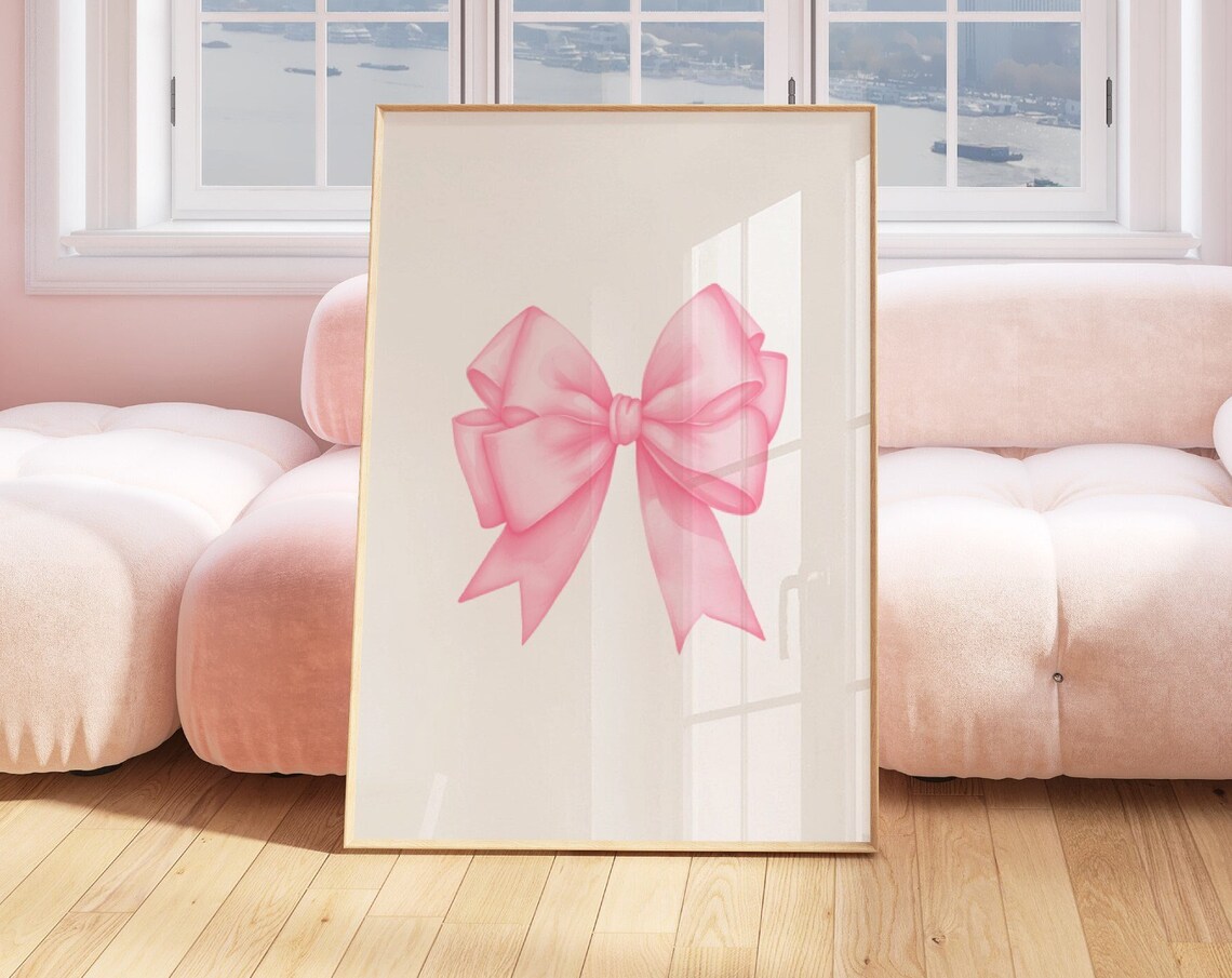 Pink Satin Ribbon Bow Minimalist Preppy Girls Bedroom Decor Poster - Image 4