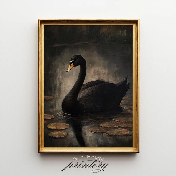 Black Swan Art Print, Dark Academia Gothic