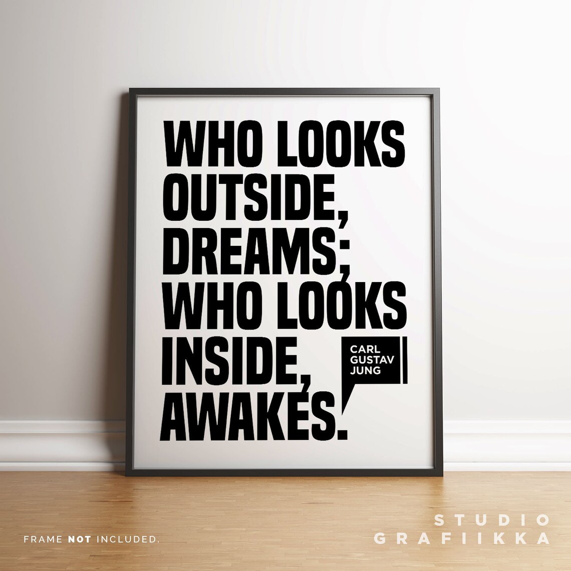Carl Gustav Jung Who Looks Outside Dreams Inside Awakes Bold Quote Poster - Image 3