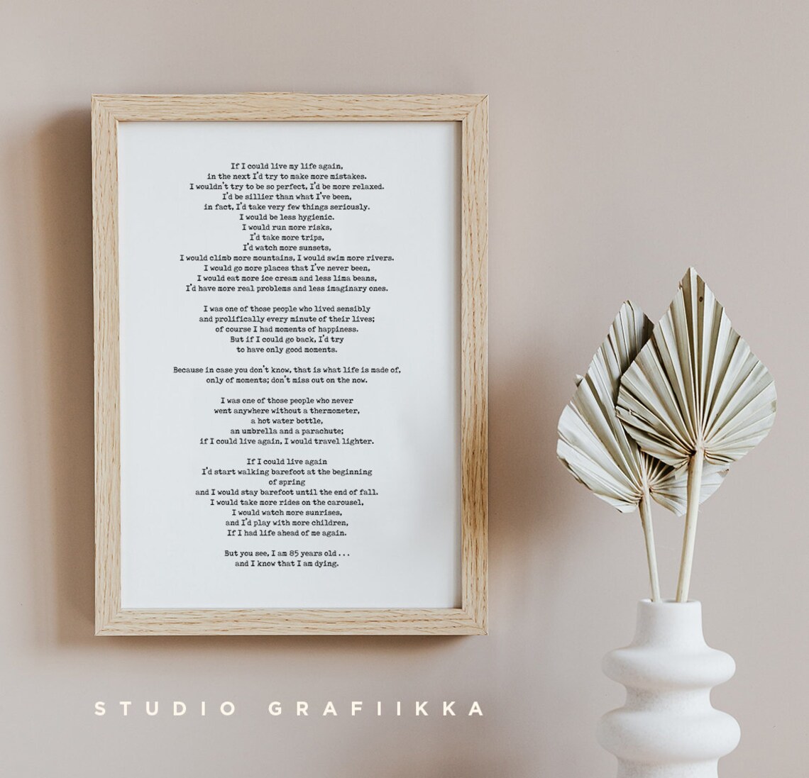 If I Could Live My Life Again Moments Poem Regret Reflection Poster - Image 3