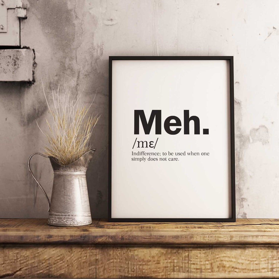 Meh Dictionary Meaning Funny Quirky Wall Art Print Minimal Poster Typography Unframed Poster Quote Funny Dictionary Meaning - Image 2