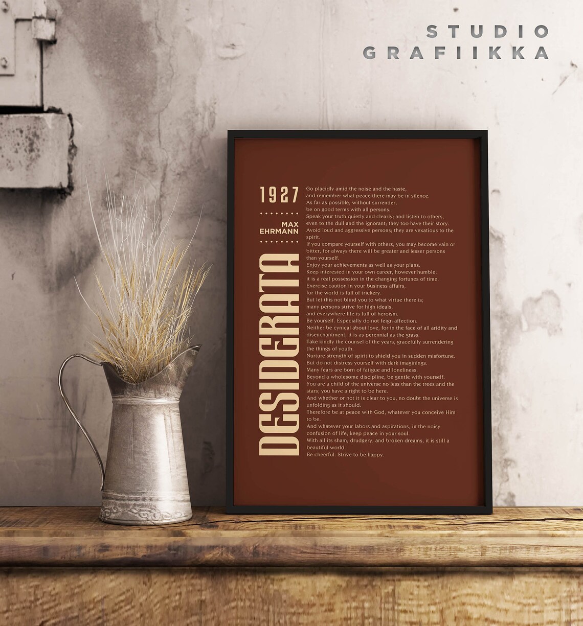 Desiderata Art Print Unframed Poster Max Ehrmann Poem Typographic Poster 3 Motivational Poem Literature Brown - Image 3