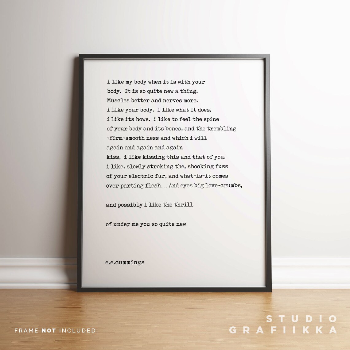 E E Cummings I Like My Body When It Is With Your Body Poem Poster - Image 3