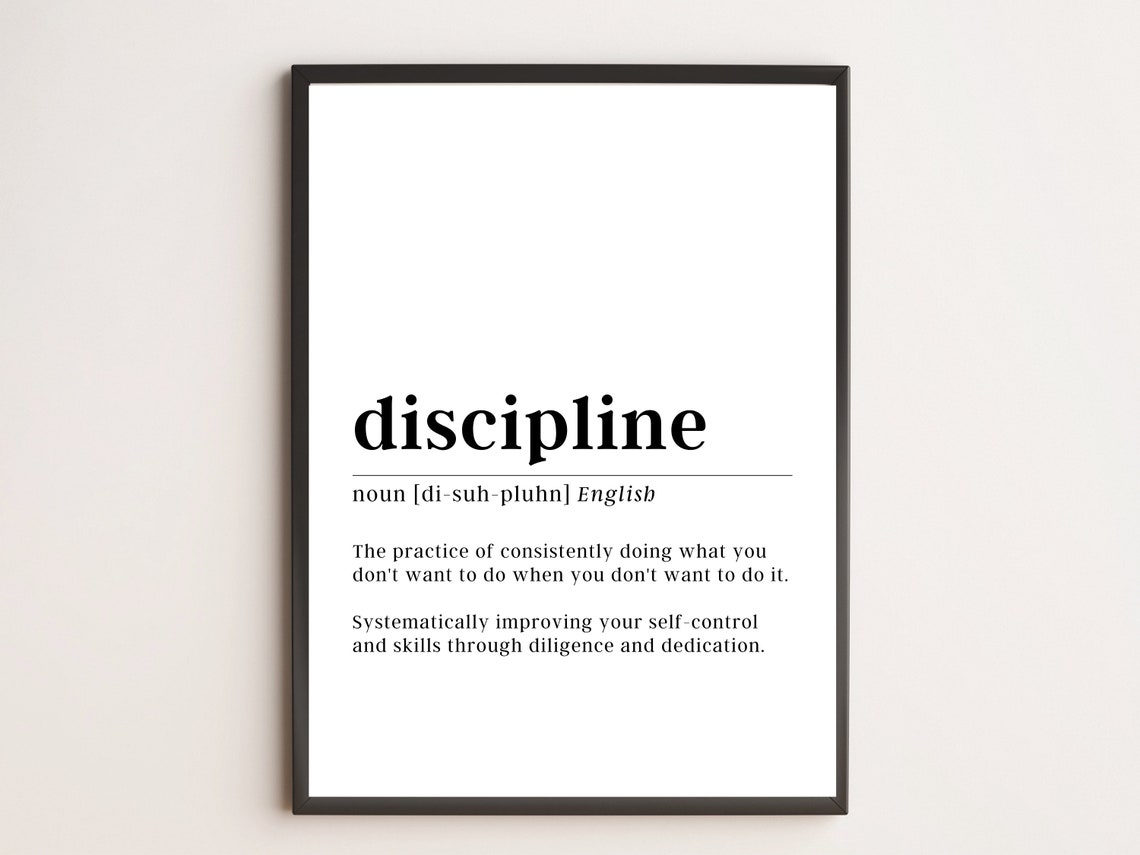 Discipline Definition Dictionary Style Motivational Office Wall Art