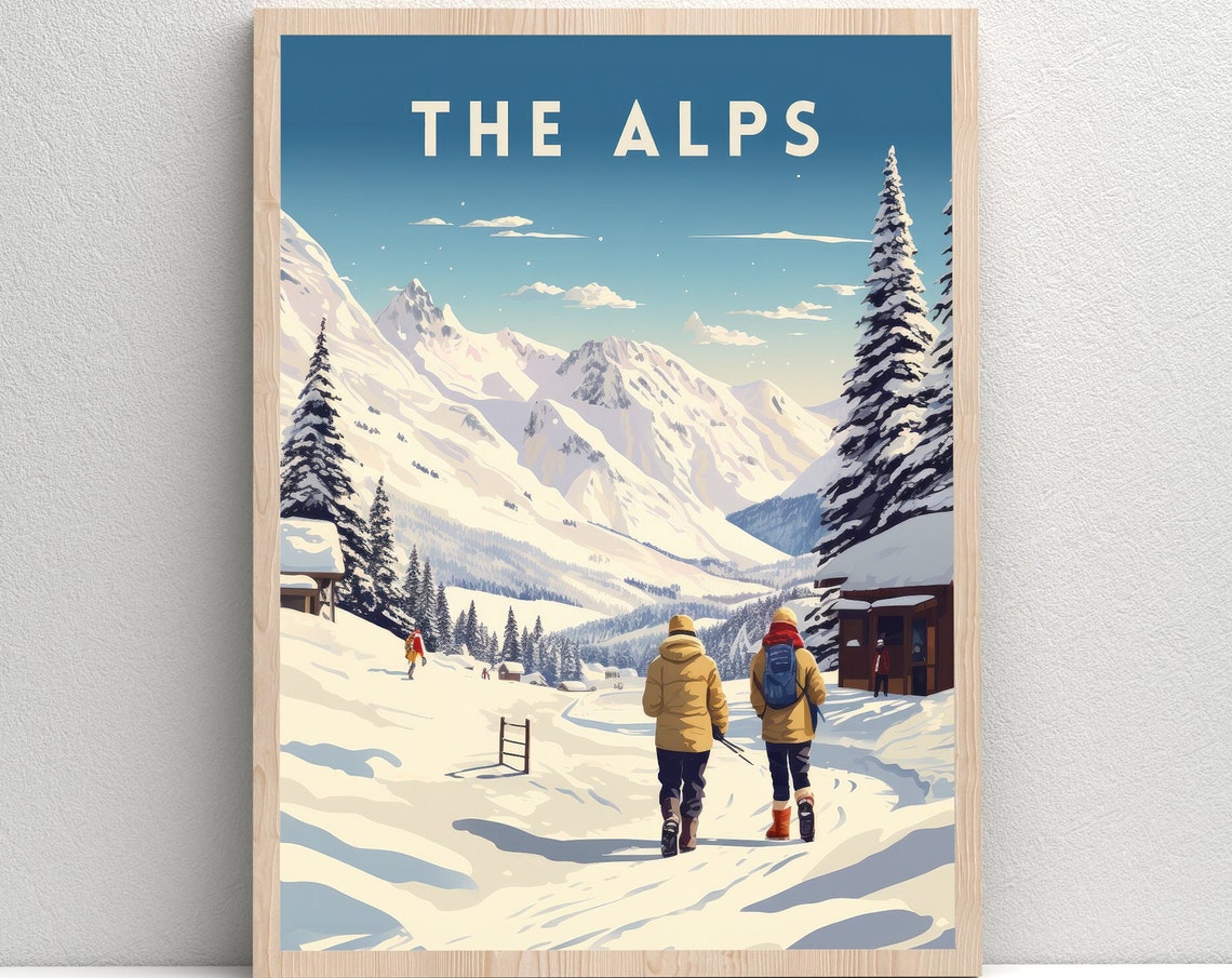 Alps Travel Print Alps Poster Wall Art Austria Vintage Poster Travel Poster Europe Poster Bavarian Alps France Travel Poster Les Alpes - Image 7